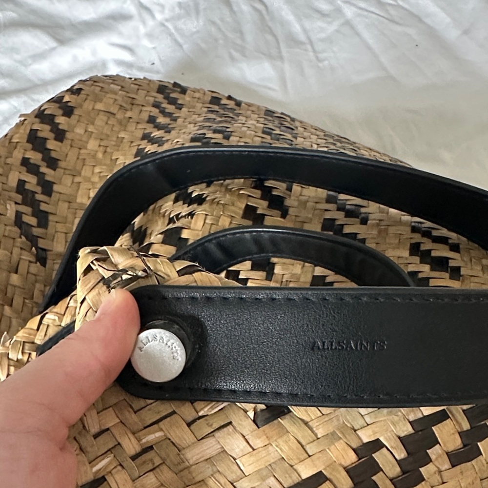 All Saints Tan and Black Woven Tote - Picture 8 of 8